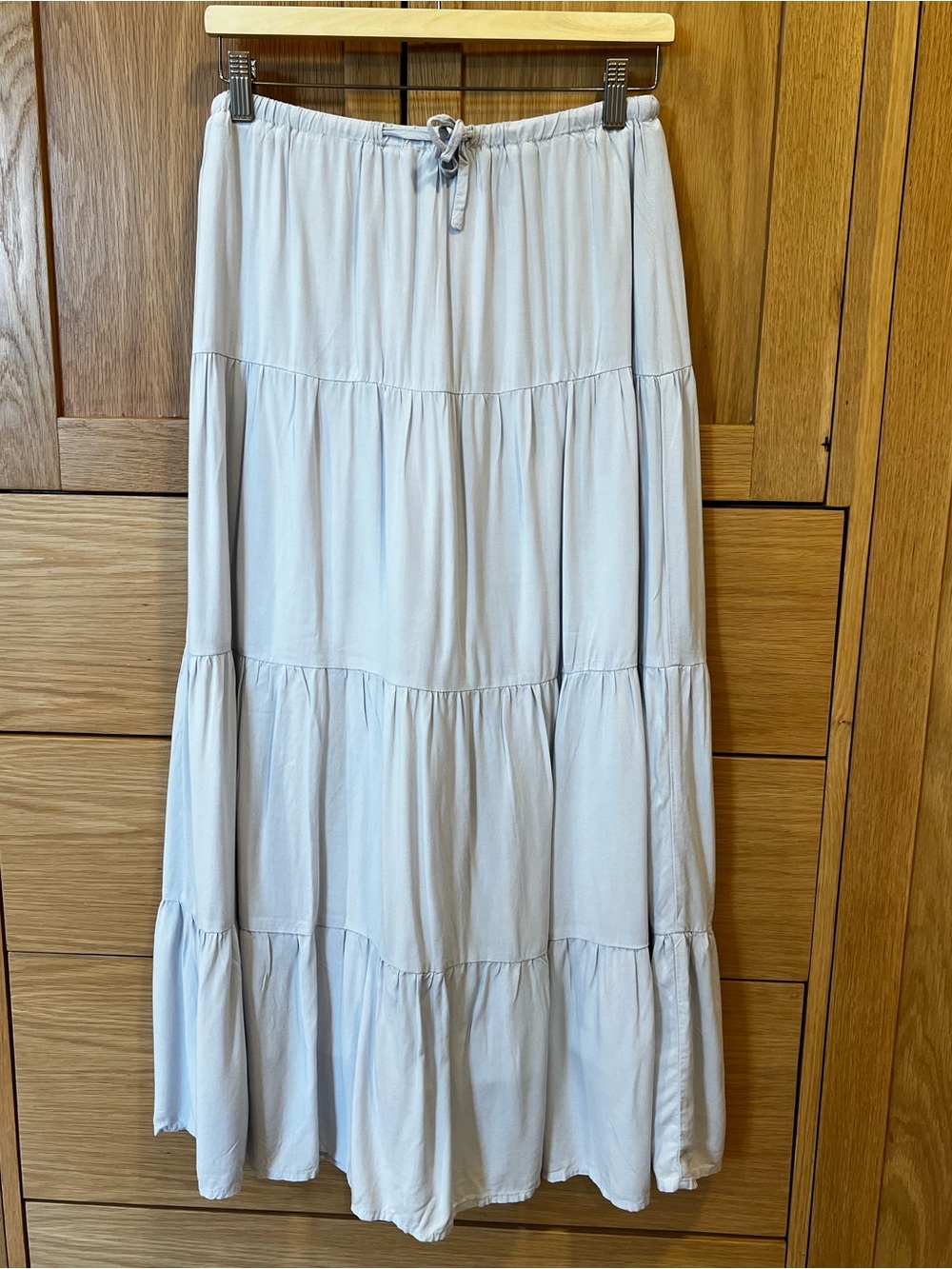 Brandy Melville Nadia Tiered Maxi Skirt Light Blue One Size NWT Coastal Chic